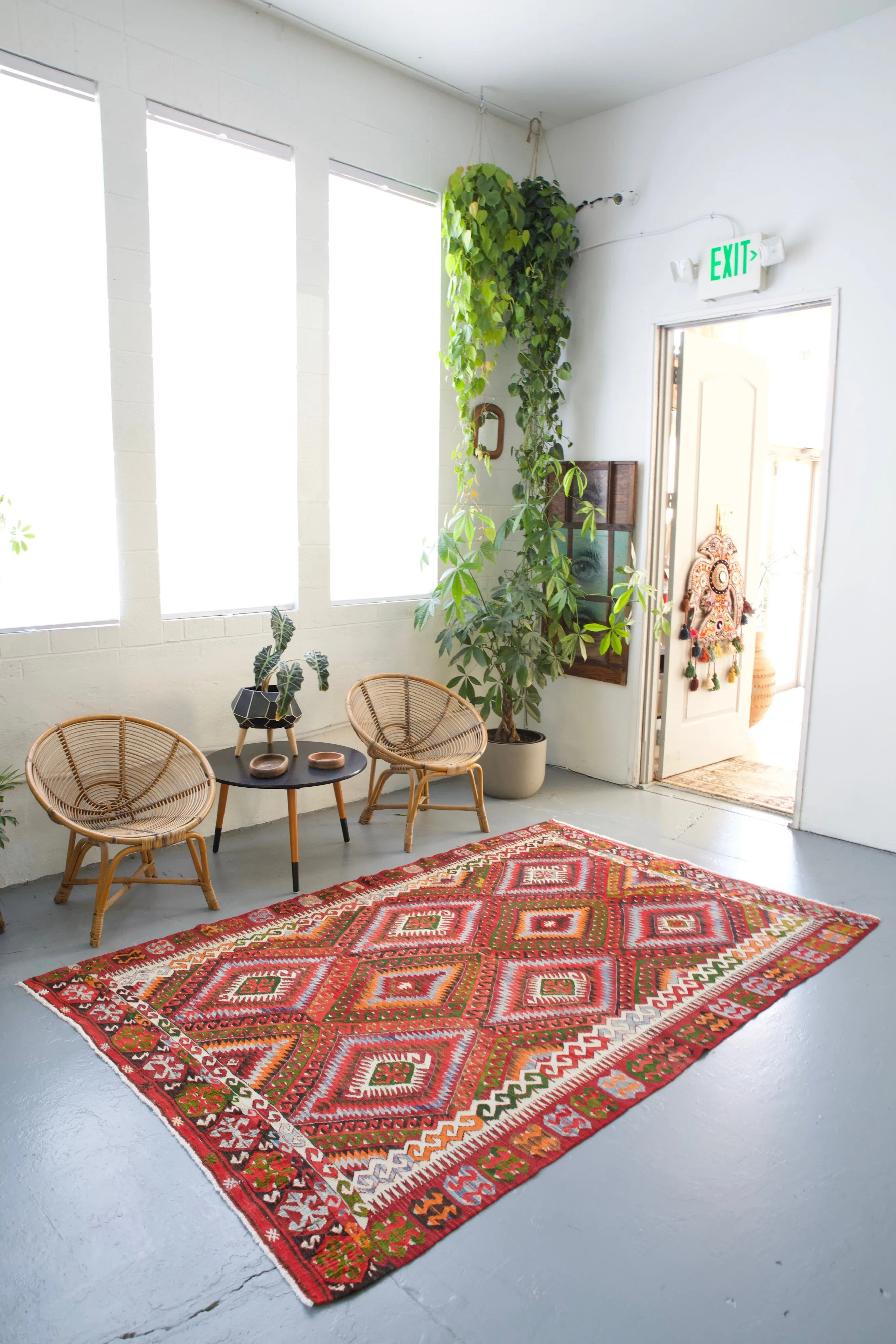 Vintage Turkish Fethiye Kilim Rug 5'8"x8'4"
