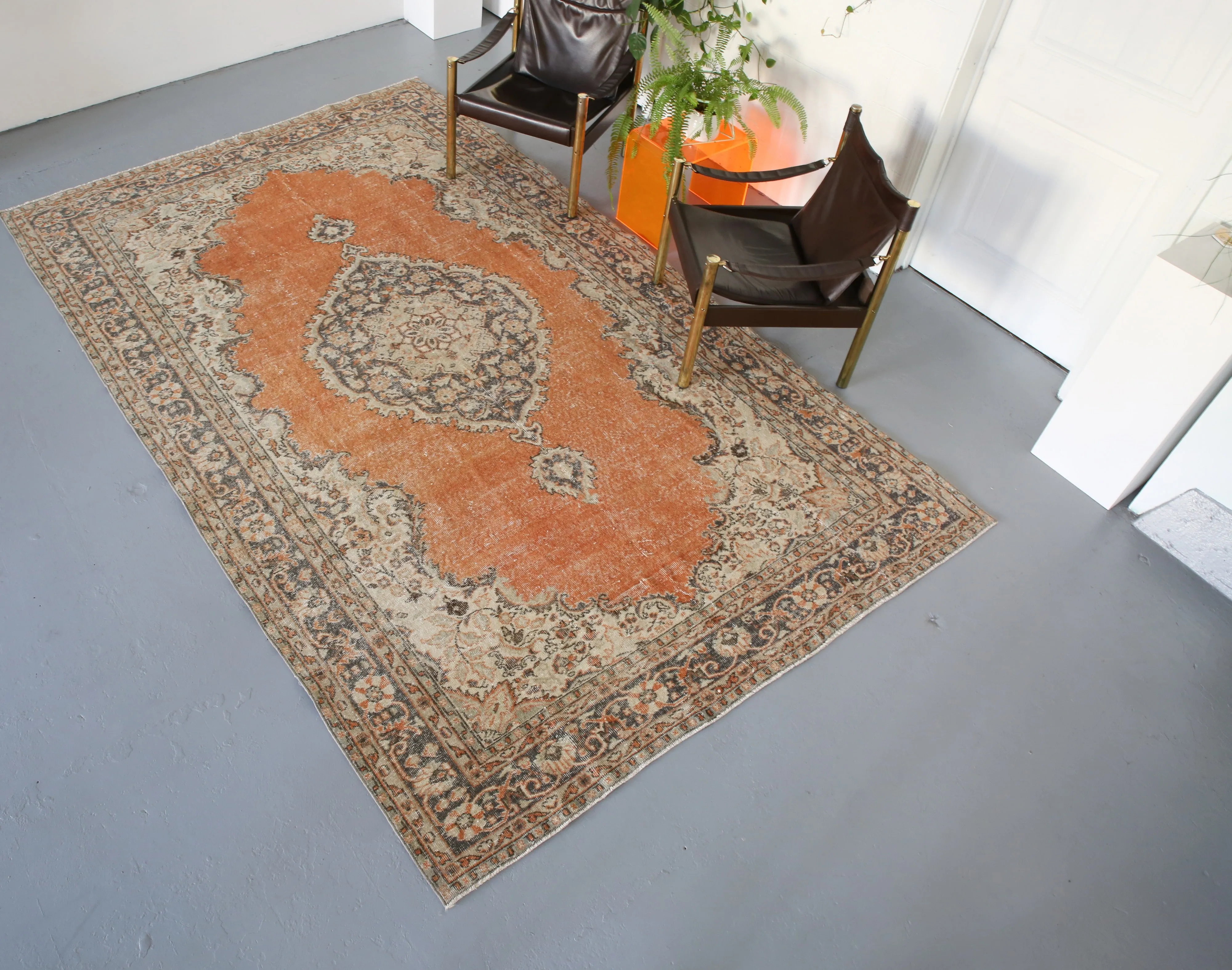 Vintage Turkish Isparta Rug 7ftx11ft