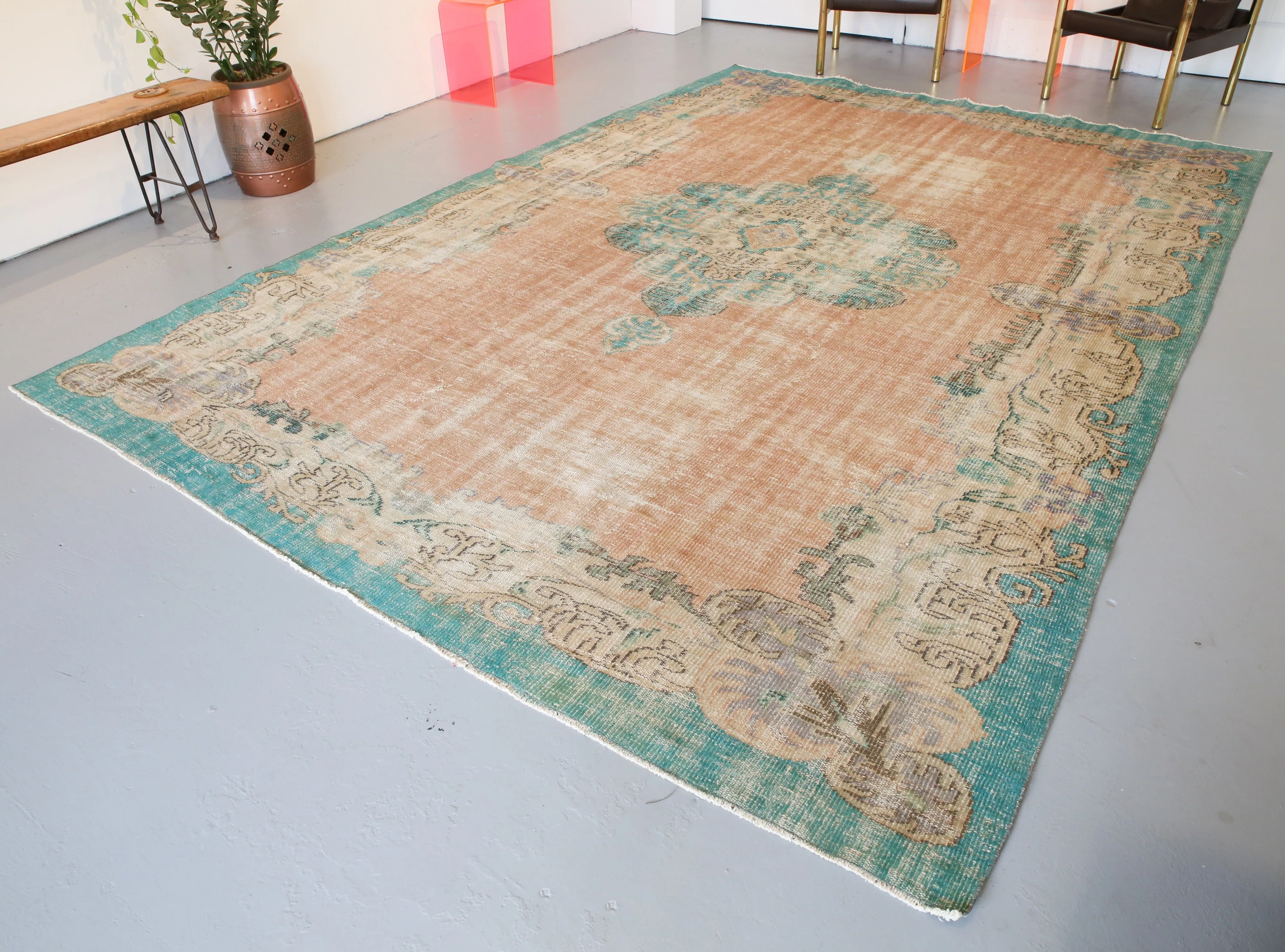 Vintage Turkish Isparta Rug 8.10ftx12.4ft