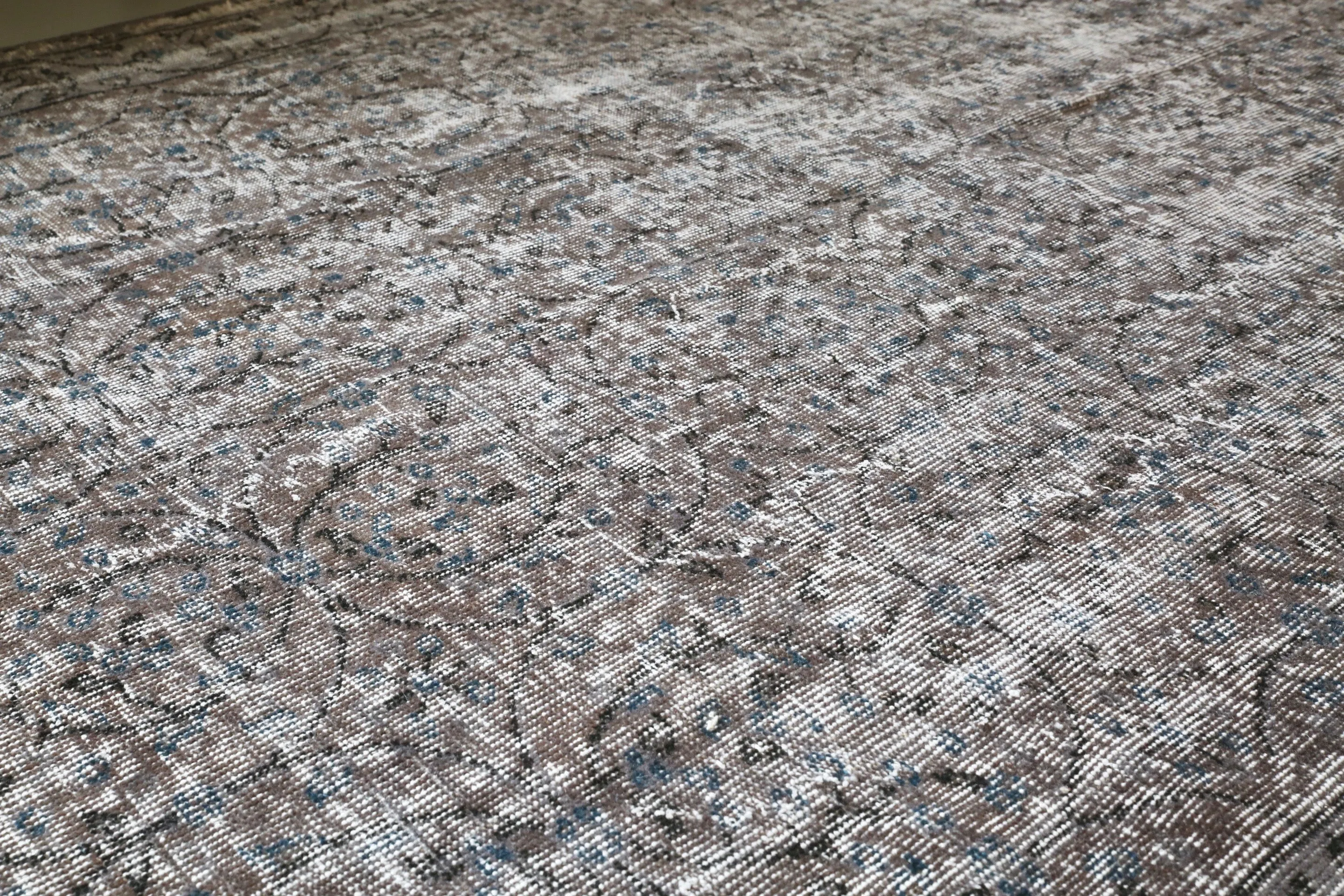 Vintage Turkish  Overdyed Isparta Rug in Ash 5' x 8'