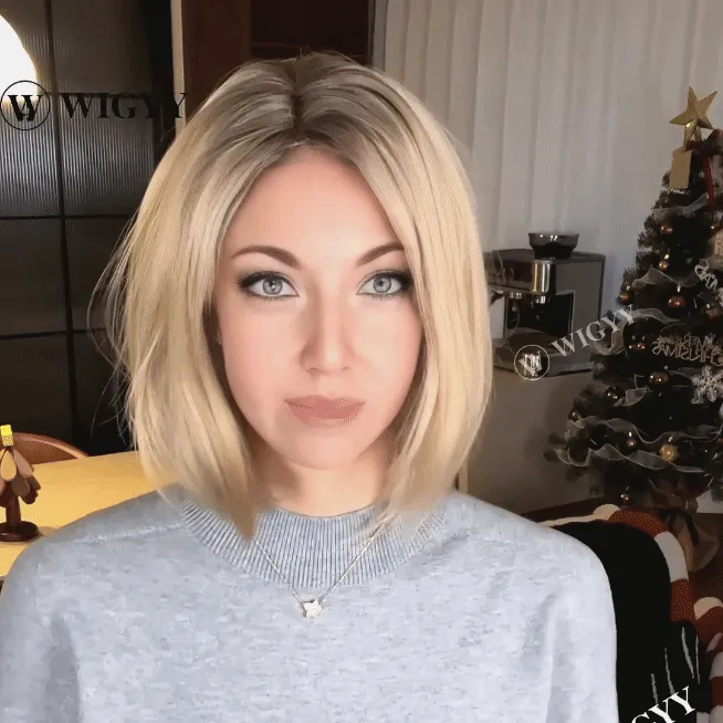 Wigyy Daily Use Ash Blonde Layered Bob Wigs