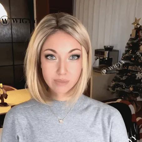 Wigyy Daily Use Ash Blonde Layered Bob Wigs