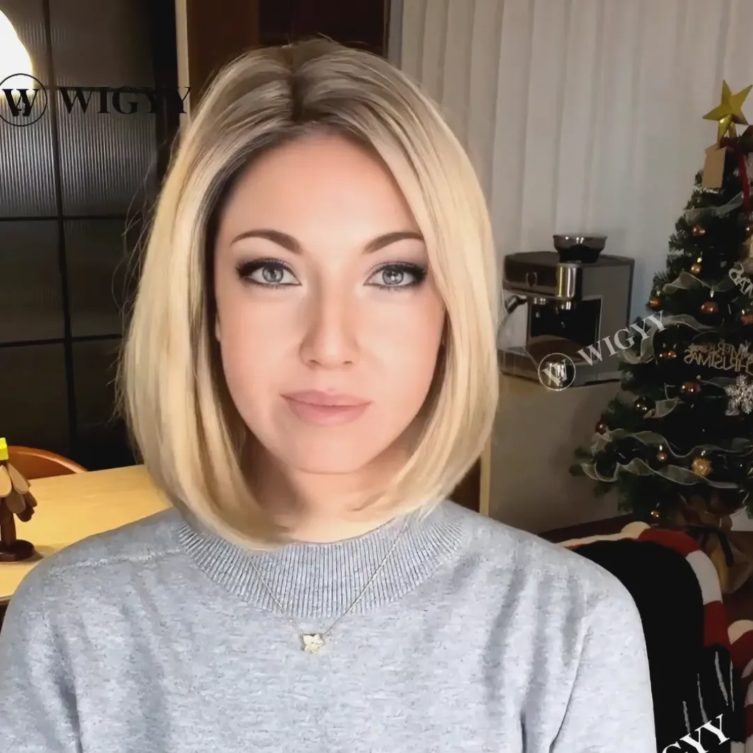 Wigyy Daily Use Ash Blonde Layered Bob Wigs