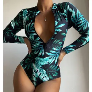 Women Rashguard: Blue Black Flowers