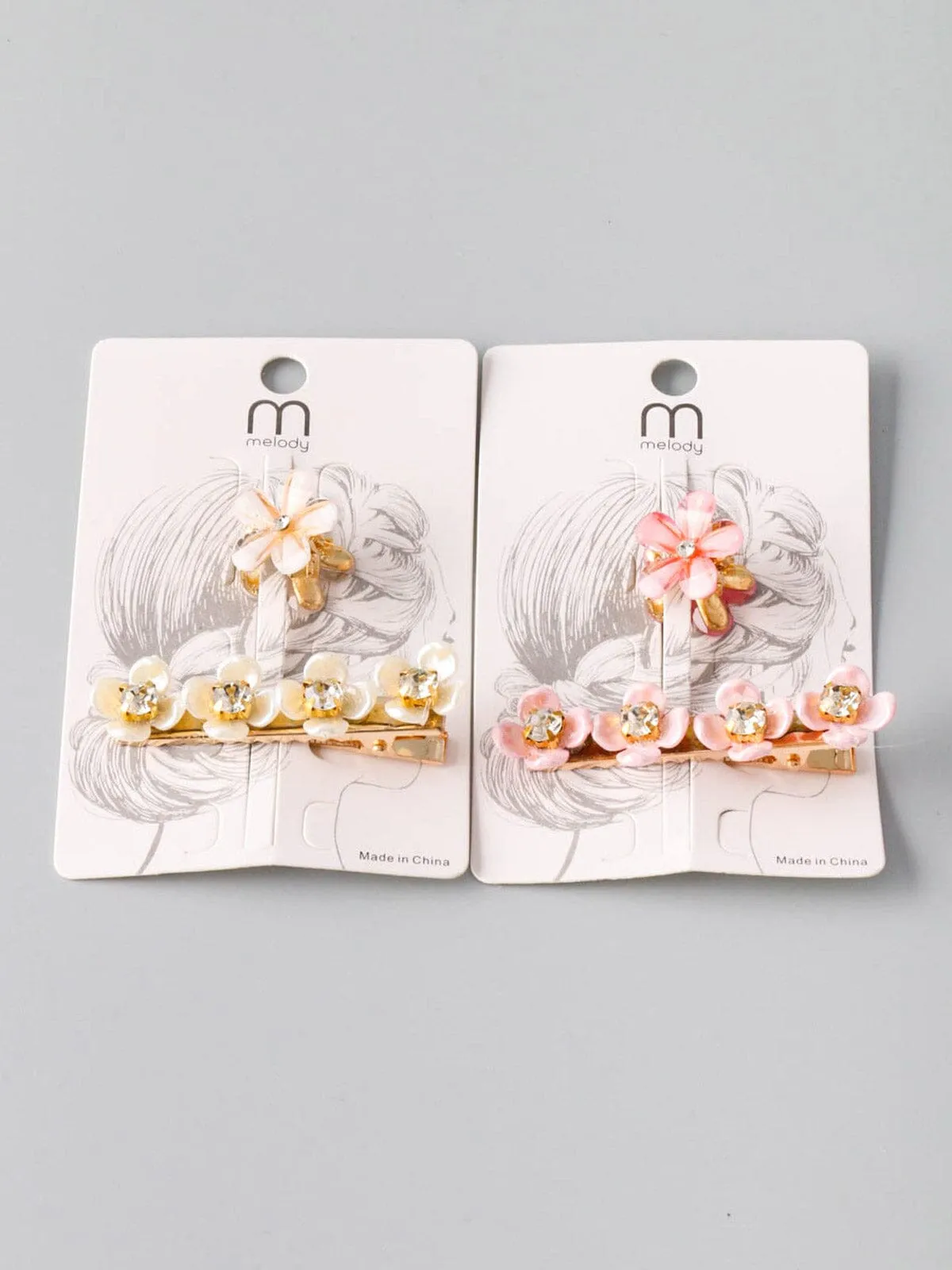 WOMEN'S ASST FLOWERS STONE HAIR CLIPS