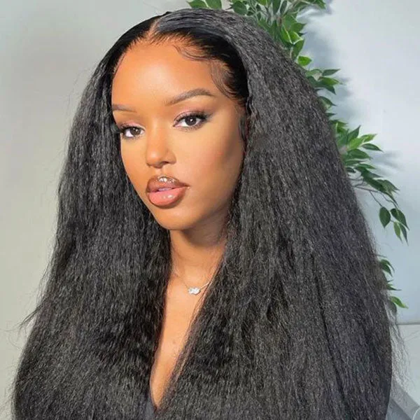 Yaki Straight 3 Bundles With 2x6 Lace Closure Brazilian Virgin Hair