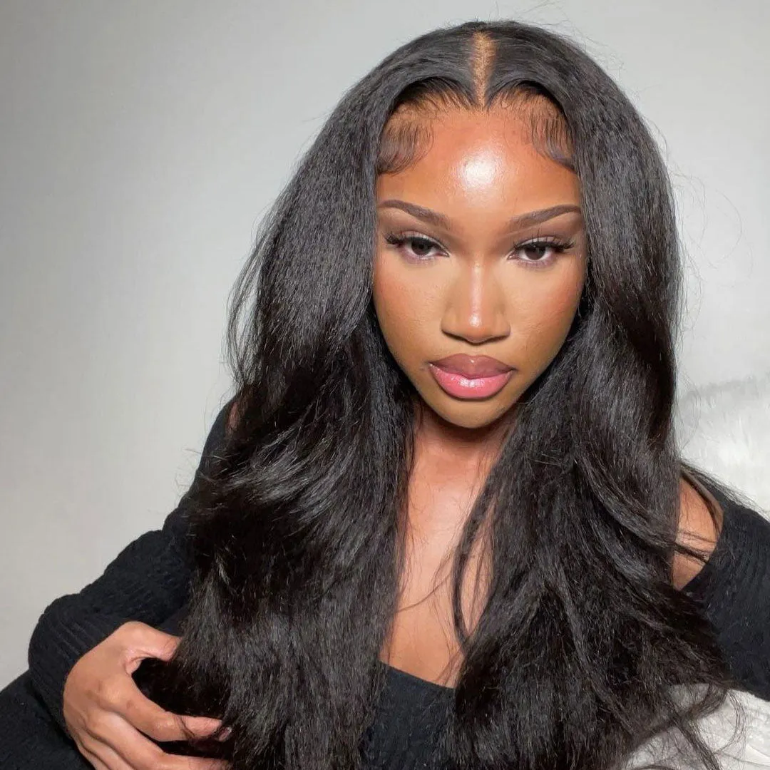 Yaki Straight 3 Bundles With 2x6 Lace Closure Indian Virgin Human Hair