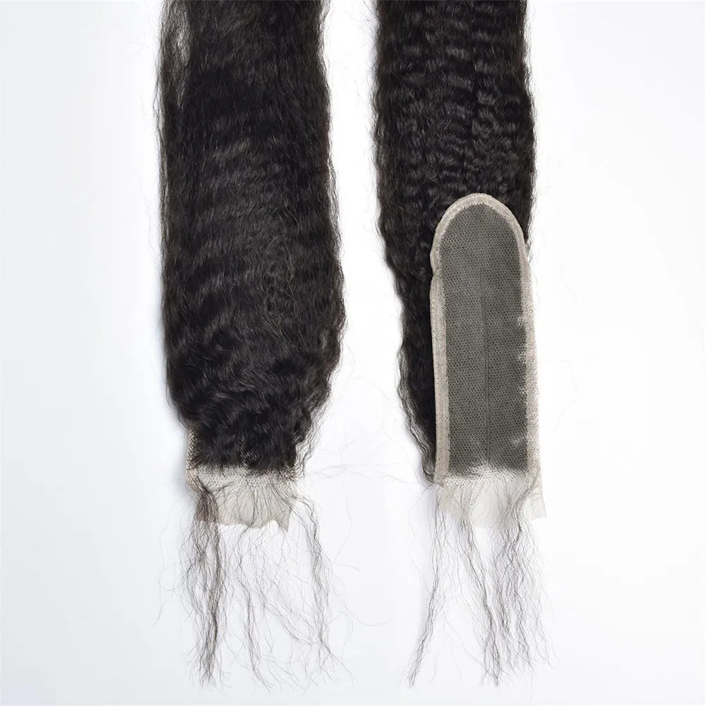Yaki Straight 3 Bundles With 2x6 Lace Closure Indian Virgin Human Hair