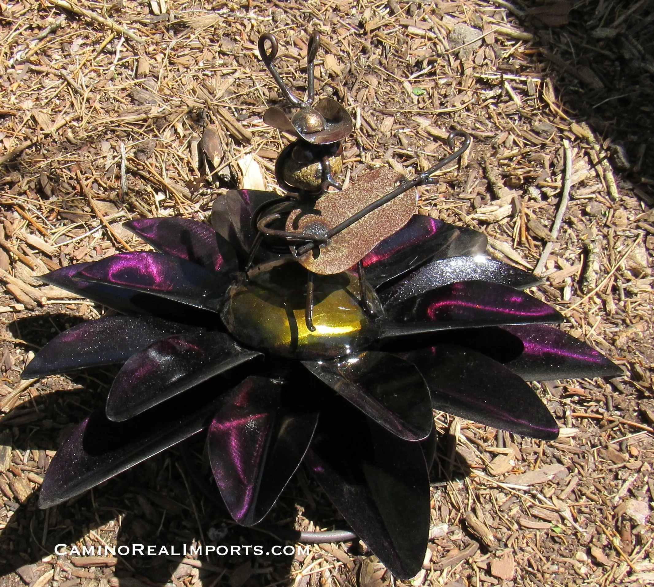 Yard Art Metal Flower on Spring with Music Ant 15"  MFSMA005
