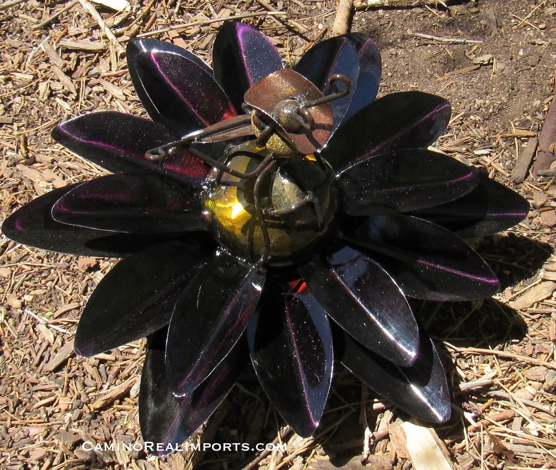 Yard Art Metal Flower on Spring with Music Ant 15"  MFSMA005