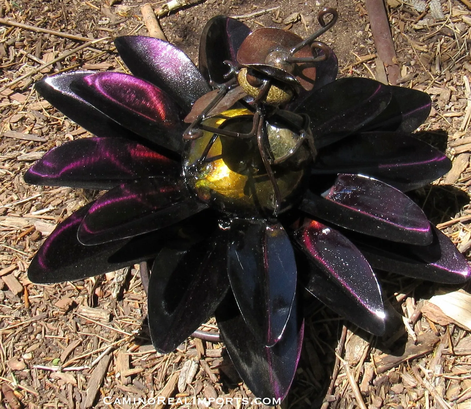 Yard Art Metal Flower on Spring with Music Ant 15"  MFSMA005
