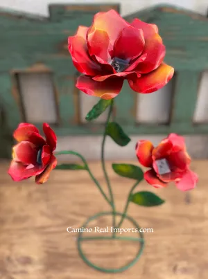Yard Art Metal Flowers Sculpture 22"  MFLWRMS005